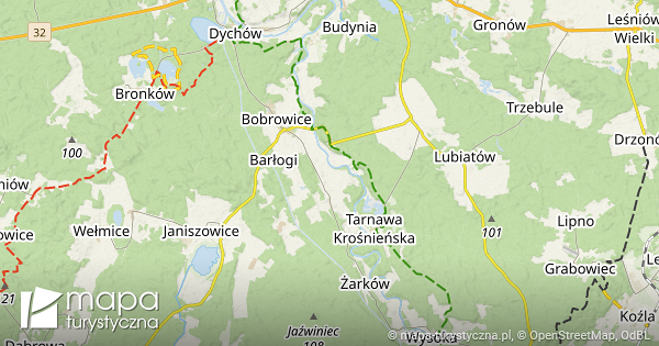 Dolina Dolnego Bobru mapa szlaków turystycznych mapa turystyczna pl