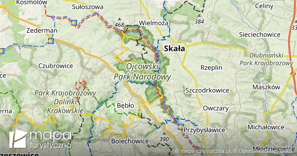 Ojcowski Park Narodowy mapa szlaków turystycznych mapa turystyczna pl