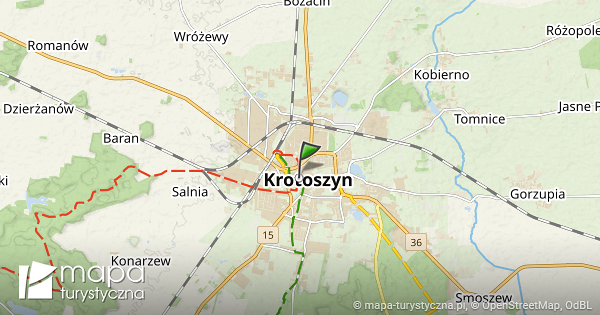 Krotoszyn Mały Rynek mapa szlaków turystycznych mapa turystyczna pl