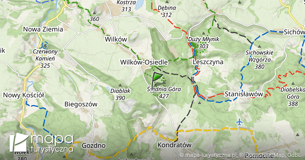 Rozejście ścieżki mapa szlaków turystycznych mapa turystyczna pl