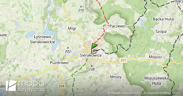 Sierakowice Ko Ci W Marcina Mapa Szlak W Turystycznych Mapa