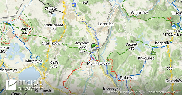 Mys Akowice Ko Ci Mapa Szlak W Turystycznych Mapa Turystyczna Pl