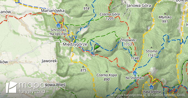 Międzygórze Górne mapa szlaków turystycznych mapa turystyczna pl