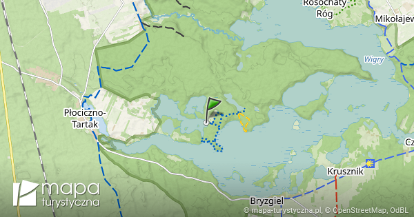 Jezioro Długie Wigierskie mapa szlaków turystycznych mapa