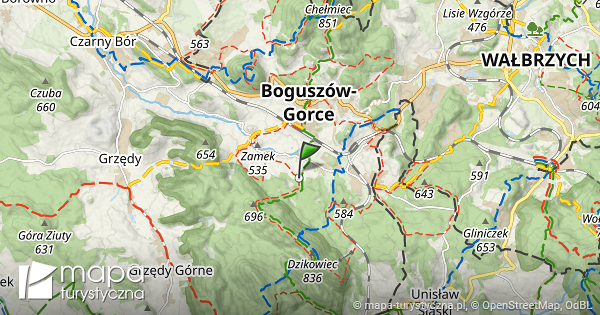 Boguszów Gorce ul Leśna mapa szlaków turystycznych mapa