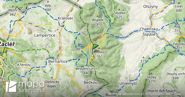 Malé sedlo CZ PL mapa szlaków turystycznych mapa turystyczna pl