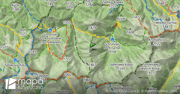 Ornak mapa szlaków turystycznych mapa turystyczna pl