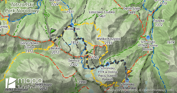 Trasa Kasprowy Wierch Schronisko Pttk Przy Morskim Oku Mapa