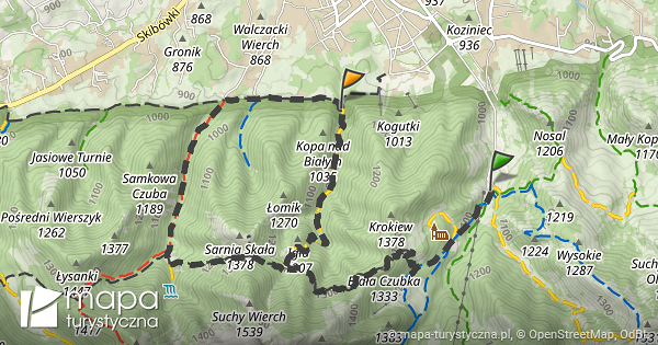 Trasa Kuźnice Dolina Białego mapa turystyczna pl