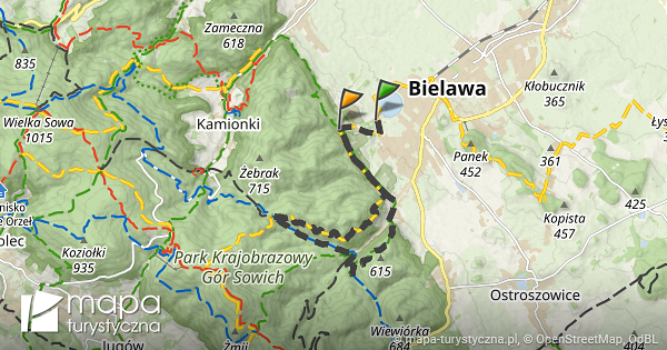 Trasa Jezioro Bielawskie Kamieniczki Mapa Turystyczna Pl