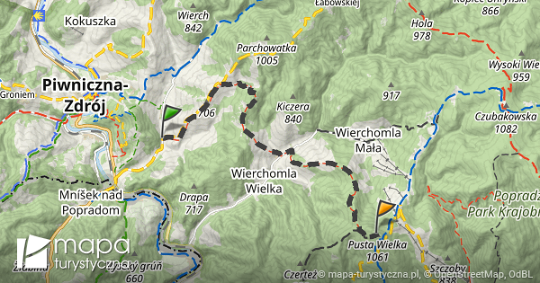 Trasa Łomnica Zdrój Zagrody Pusta Wielka mapa turystyczna pl