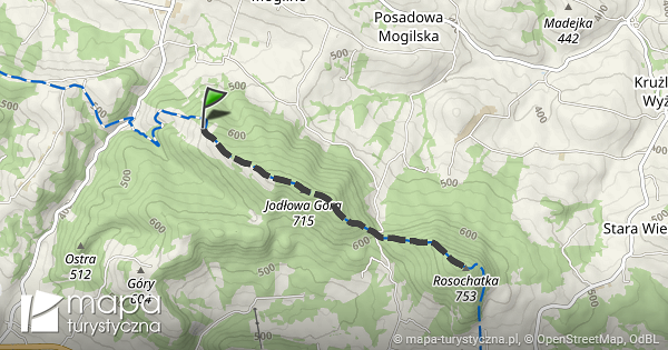 Trasa przez Jodłowa Góra mapa turystyczna pl