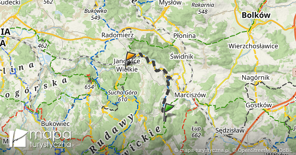 Trasa Kolorowe Jeziorka Janowice Wielkie Mapa Turystyczna Pl