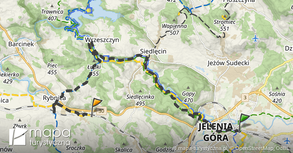 Trasa z Jelenia Góra PKP mapa turystyczna pl