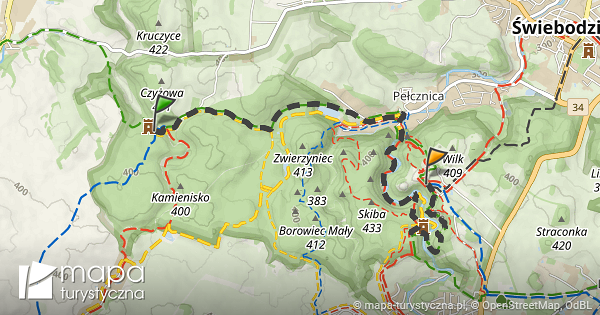 Trasa Ruiny Zamku Cisy Zamek Ksi Pocz Tek Szlaku Czarnego Mapa