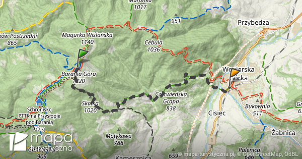 Trasa Barania G Ra W Gierska G Rka Mapa Turystyczna Pl