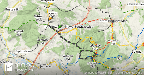 Trasa do Gostków mapa turystyczna pl