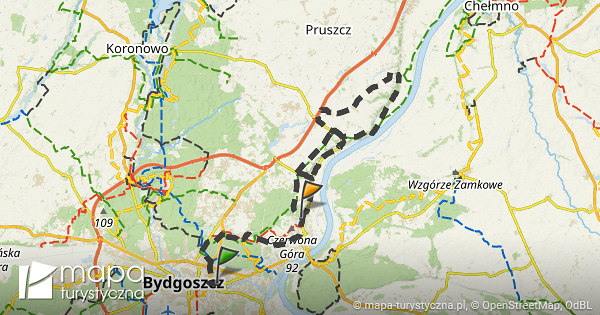 Trasa przez Bydgoszcz Las Gdański mapa turystyczna pl