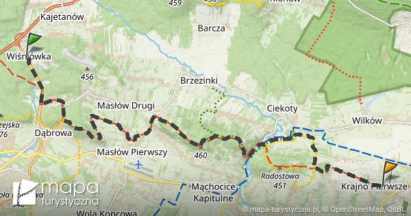 Trasa przez Radostowa rozejście szlaków mapa turystyczna pl