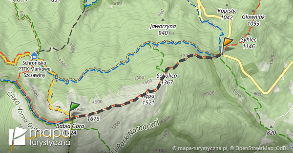 Trasa Z Babia G Ra Diablak Mapa Turystyczna Pl