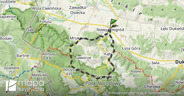 Trasa Nowy Żmigród Nowy Żmigród mapa turystyczna pl