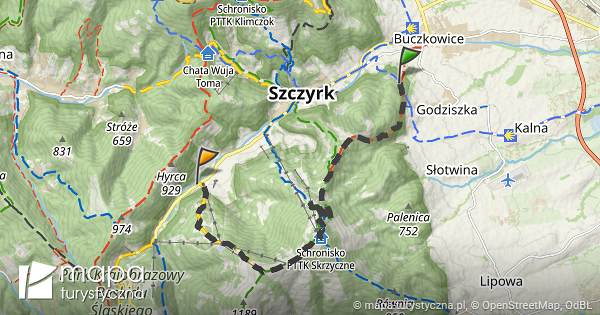 Trasa Rozej Cie Szlak W Szczyrk Gondola Mapa Turystyczna Pl