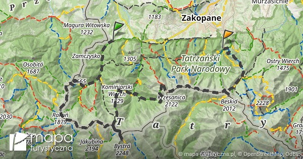 Trasa Siwa Polana Kuźnice mapa turystyczna pl