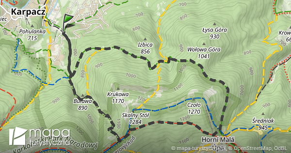 Trasa Karpacz Krucze Skały Karpacz Krucze Skały mapa turystyczna pl