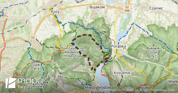 Trasa Żarnówka Mała Porąbka Zapora mapa turystyczna pl