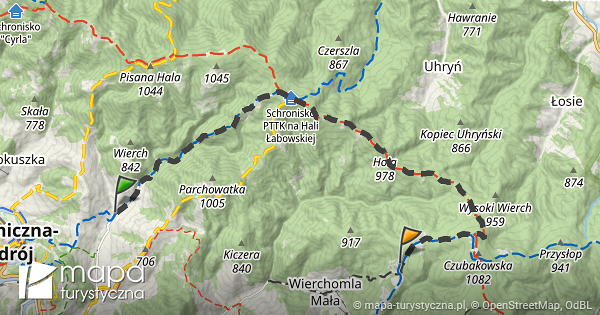 Trasa Do Bac Wka Pttk Nad Wierchoml Mapa Turystyczna Pl