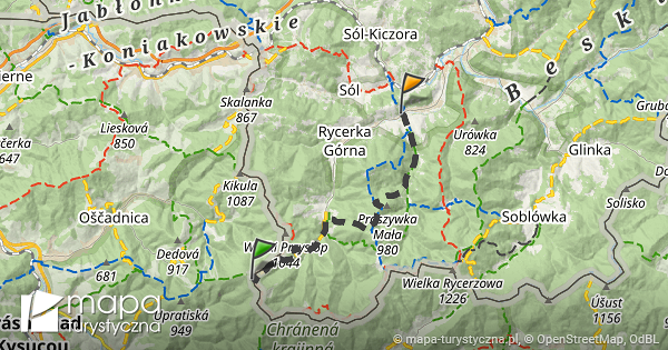 Trasa Wielka Racza Granica Rycerka Dolna Mapa Turystyczna Pl