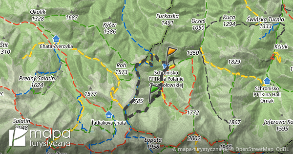 Trasa z Wyżnia Dolina Chochołowska mapa turystyczna pl