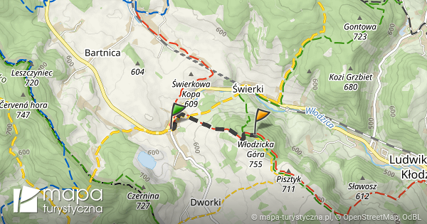 Trasa Świerki Włodzicka Góra mapa turystyczna pl