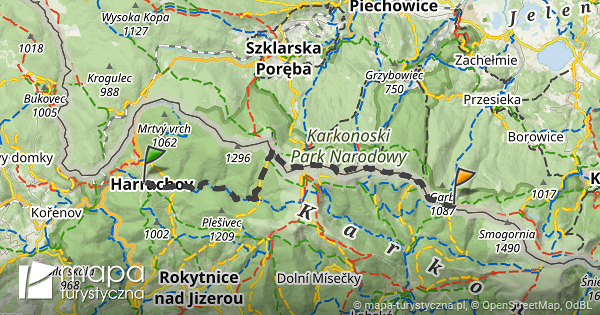 Trasa Harrachov Schronisko PTTK Odrodzenie Mapa Turystyczna Pl