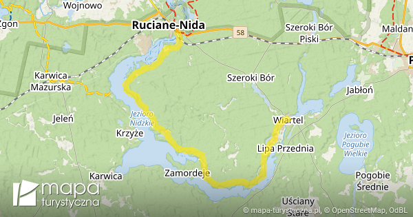 Szlak Puszczą Piską mapa turystyczna pl