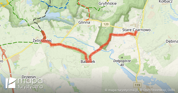 Szlak przez Trawiastą Buczynę mapa turystyczna pl