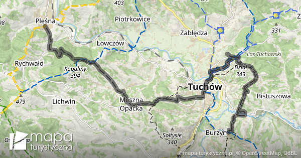 Czarny szlak turystyczny Pleśna Burzyn mapa turystyczna pl