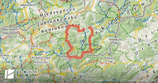 Czerwony szlak turystyczny Rycerka Sól mapa turystyczna pl