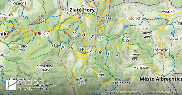 Góry Opawskie - mapa szlaków turystycznych | mapa-turystyczna.pl