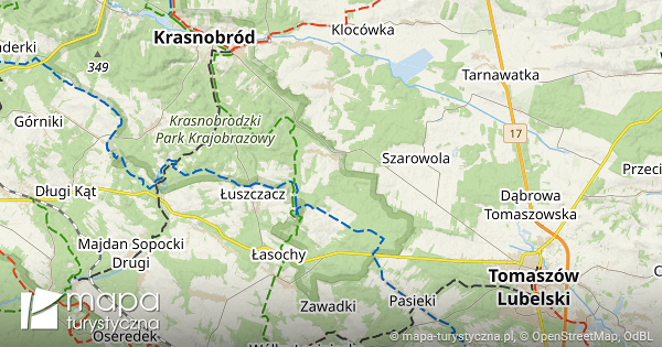 Roztocze Środkowe - Mapa Szlaków Turystycznych | Mapa-turystyczna.pl