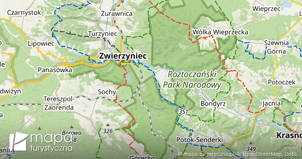 Roztocza ski Park Narodowy Mapa Szlak w Turystycznych Mapa 