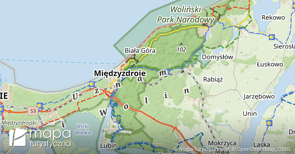 Woliński Park Narodowy - mapa szlaków turystycznych | mapa-turystyczna.pl