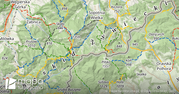 Beskid ywiecki Mapa Szlak w Turystycznych Mapa turystyczna pl