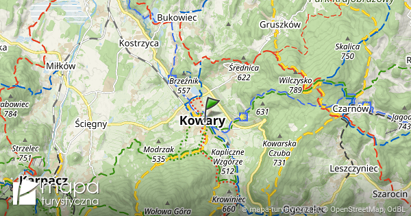 Kowary Mapa Szlak w Turystycznych Mapa turystyczna pl