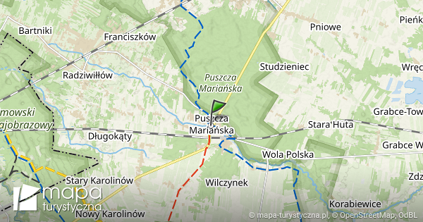 Puszcza Mariańska mapa szlaków turystycznych mapaturystyczna.pl