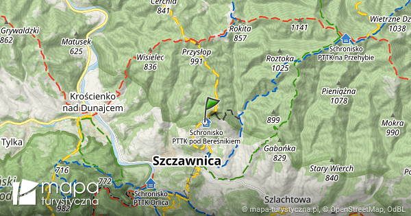 bacówka pttk pod bereśnikiem mapa szlaków turystycznych mapa