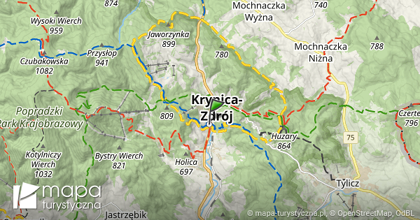 Krynica Zdr j Mapa Szlak w Turystycznych Mapa turystyczna pl