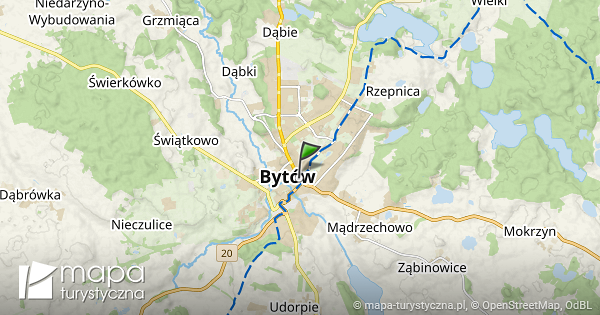 Bytów - mapa szlaków turystycznych | mapa-turystyczna.pl