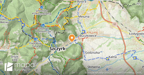 Szczyrk Dolny Mapa Szlak w Turystycznych Mapa turystyczna pl