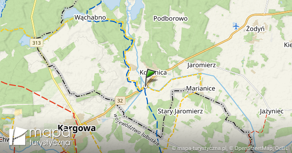 Kopanica mapa szlaków turystycznych mapaturystyczna.pl